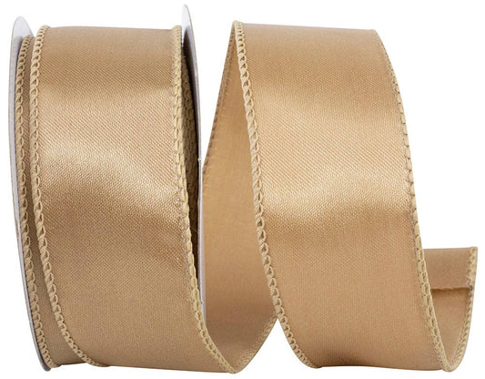 Satin Value Wired Edge, Antique Gold, 1-1/2 In, 10 Yards