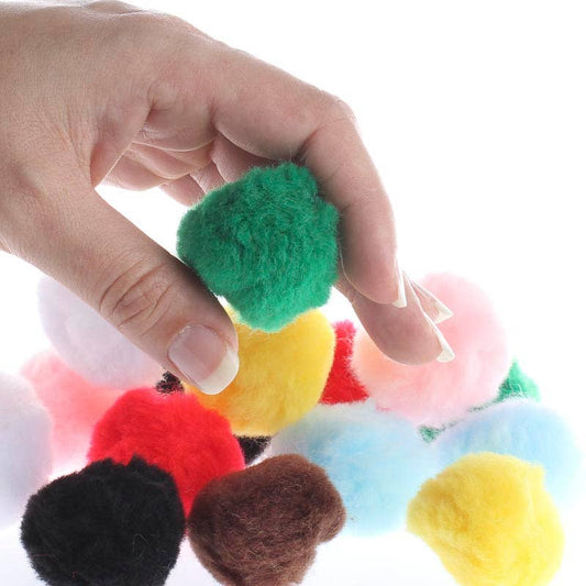 Pack of 15 Fluffy 1-1/2-inch Pom Poms - Select Color