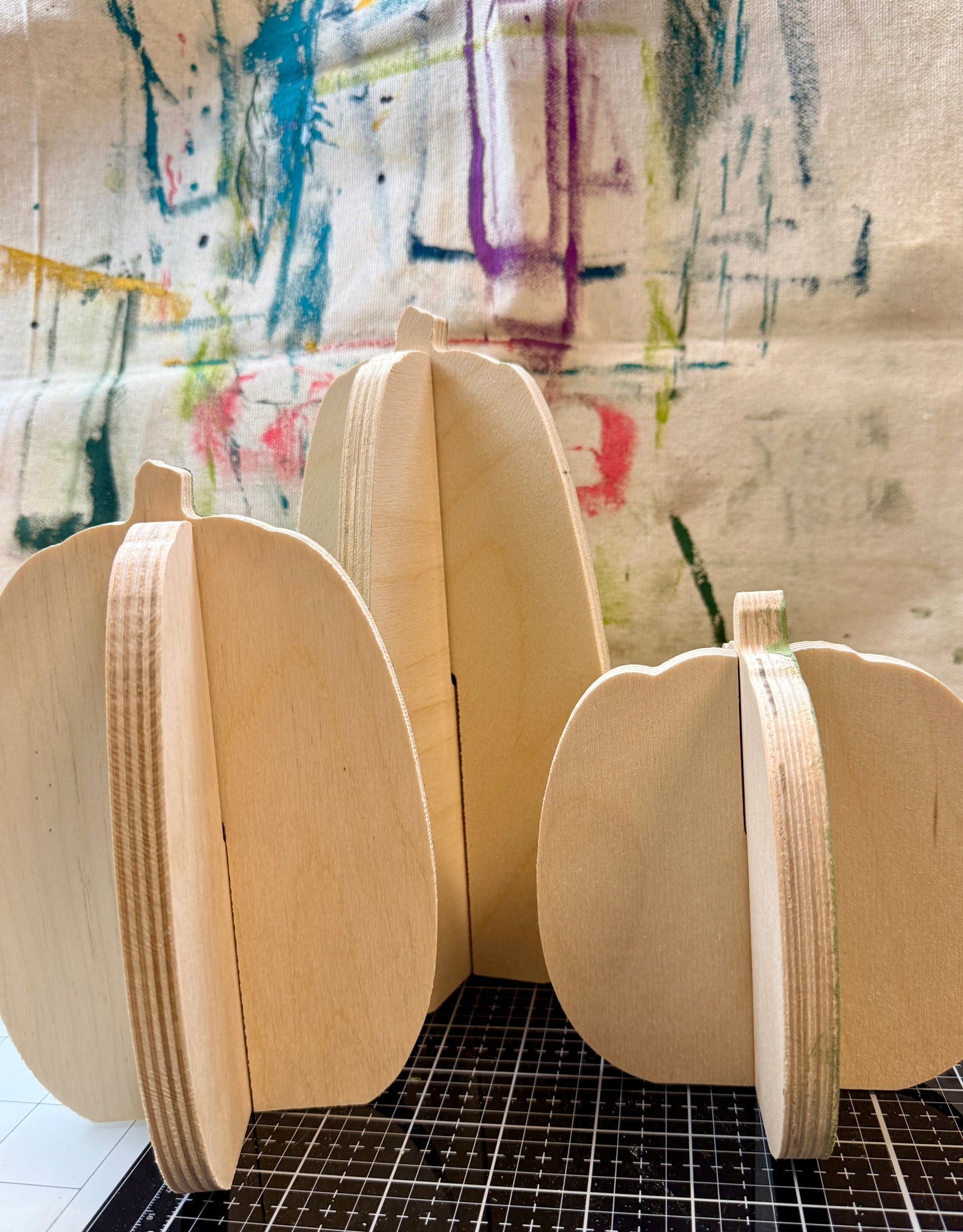 Slotted Wood Pumpkin Set