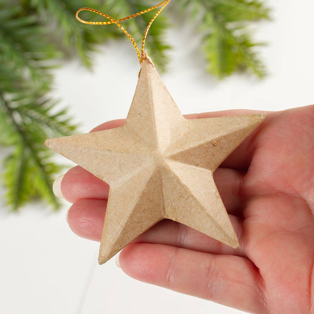 3" x 3" -  Paper Mache Dimensional Star Ornament