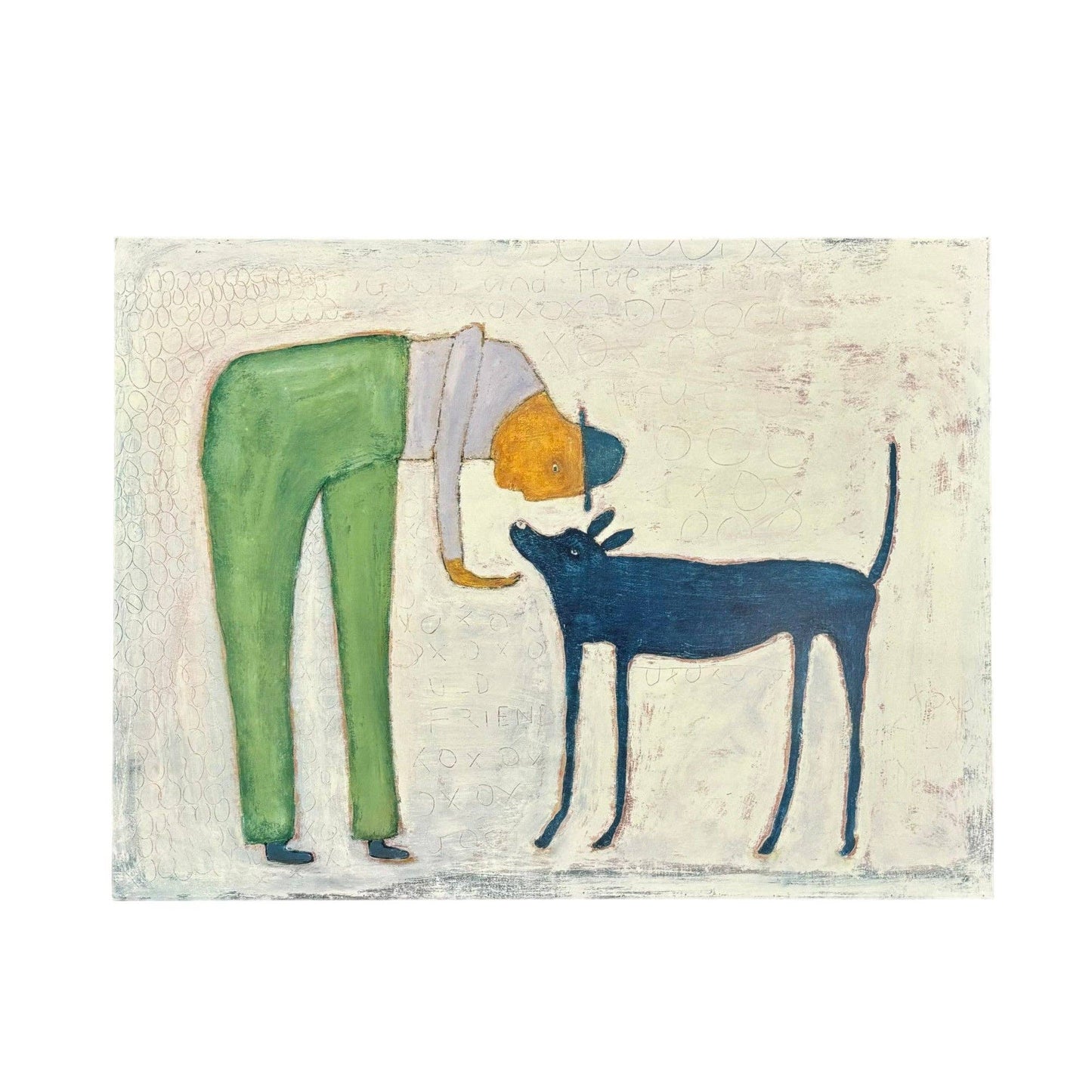 16"x12" Man With Dog Art Poster