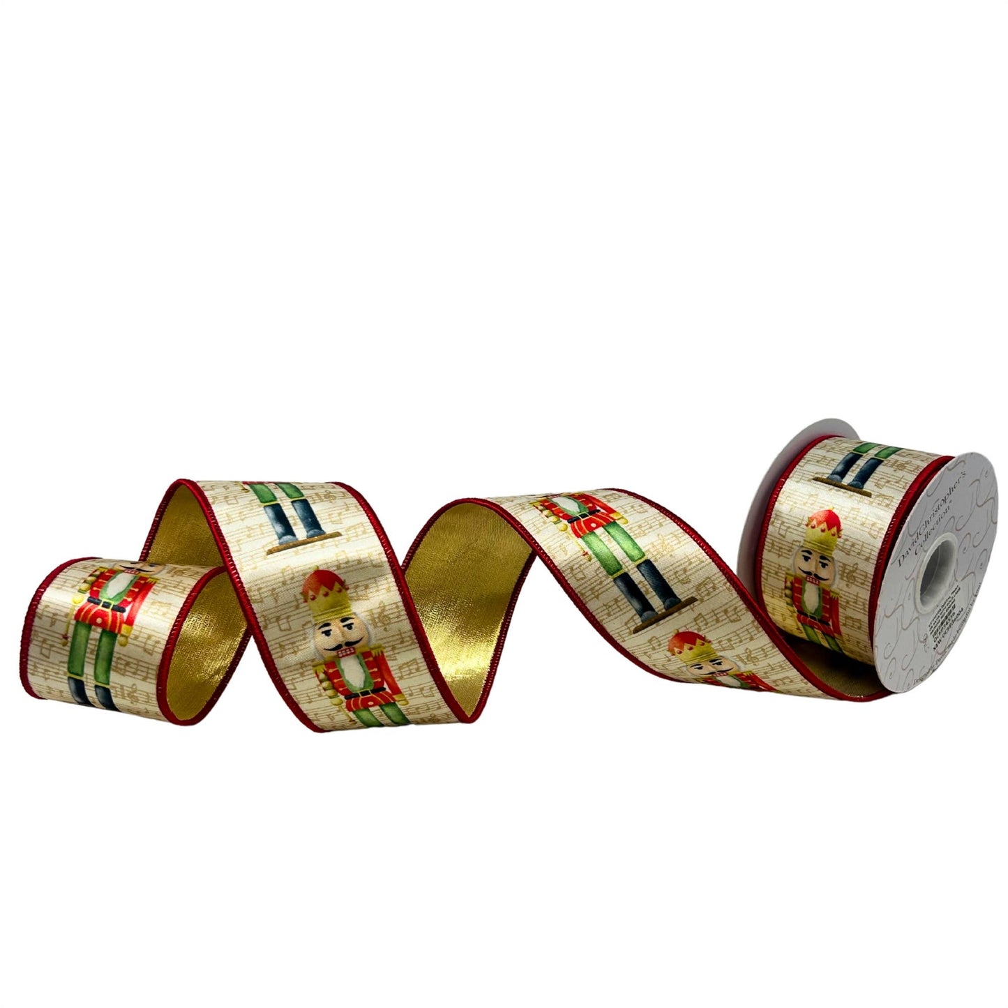 Nutcracker Print w/ Music Notes on Satin Ribbon 2.5" x 10yd