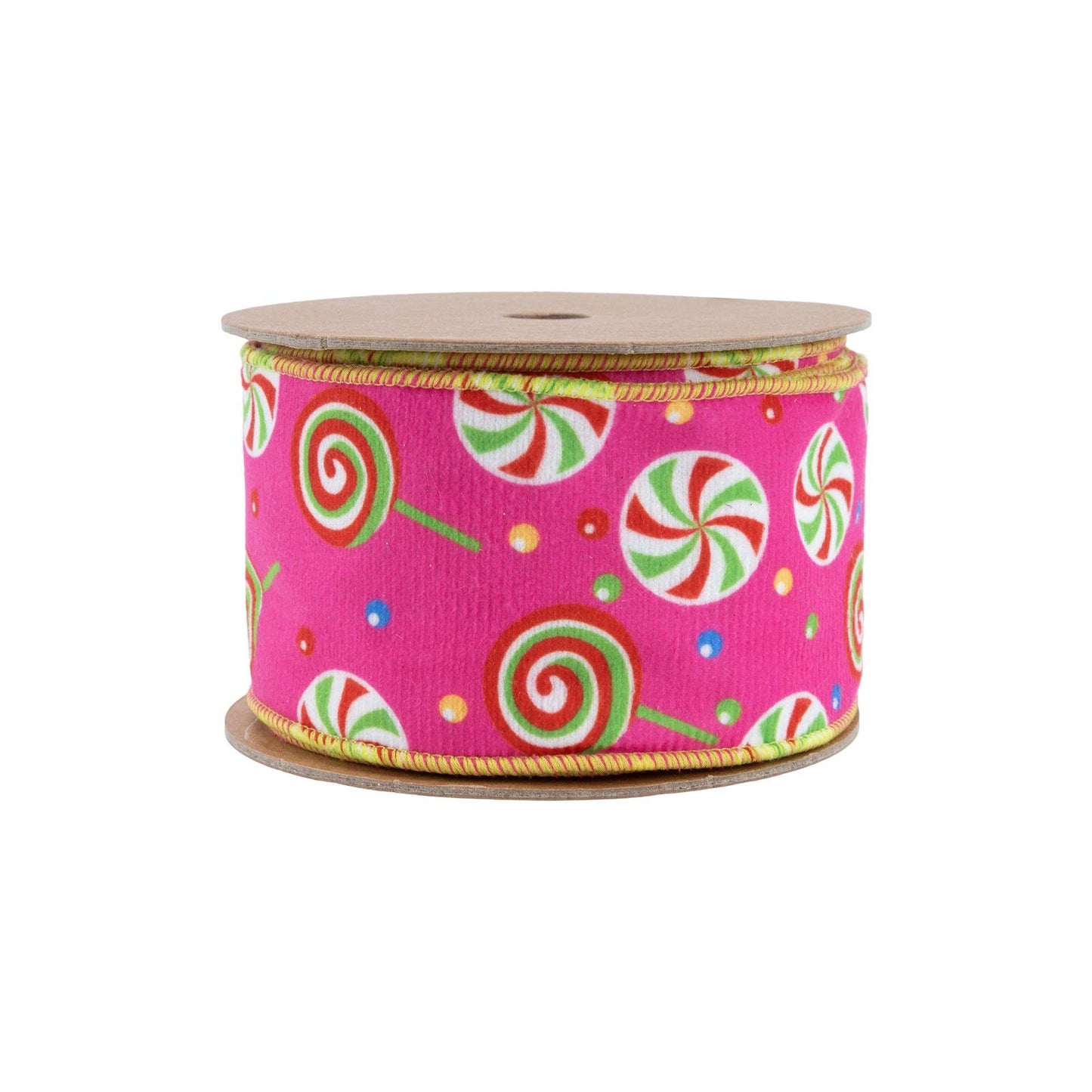 Reversible Velvet Ribbon Pink Candies Polka Dot 10yd