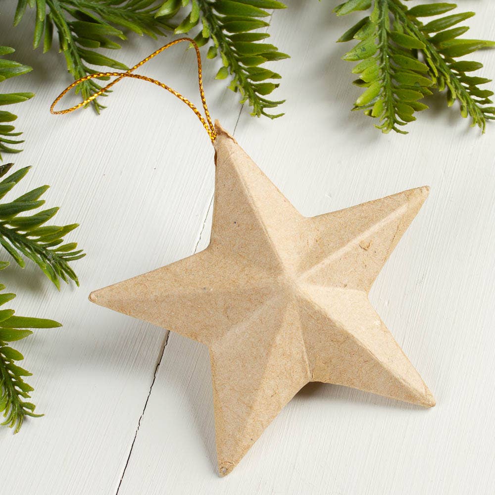 3" x 3" -  Paper Mache Dimensional Star Ornament