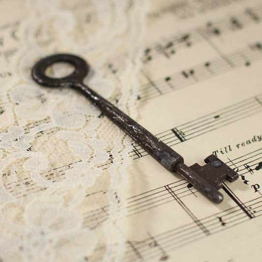 3-3/4"  long - Vintage Look Metal Oval Skeleton Key