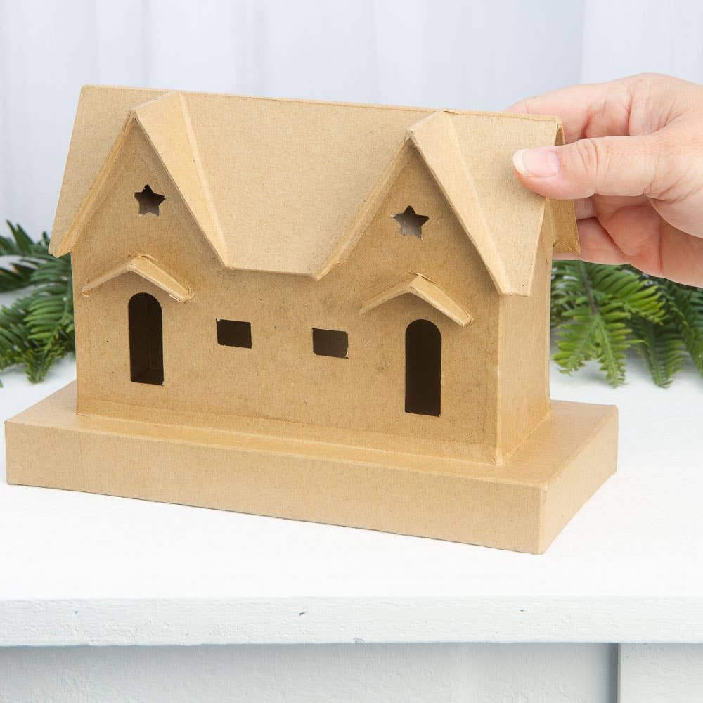 Premade Paper Mache House - 9" x 4" x 6"