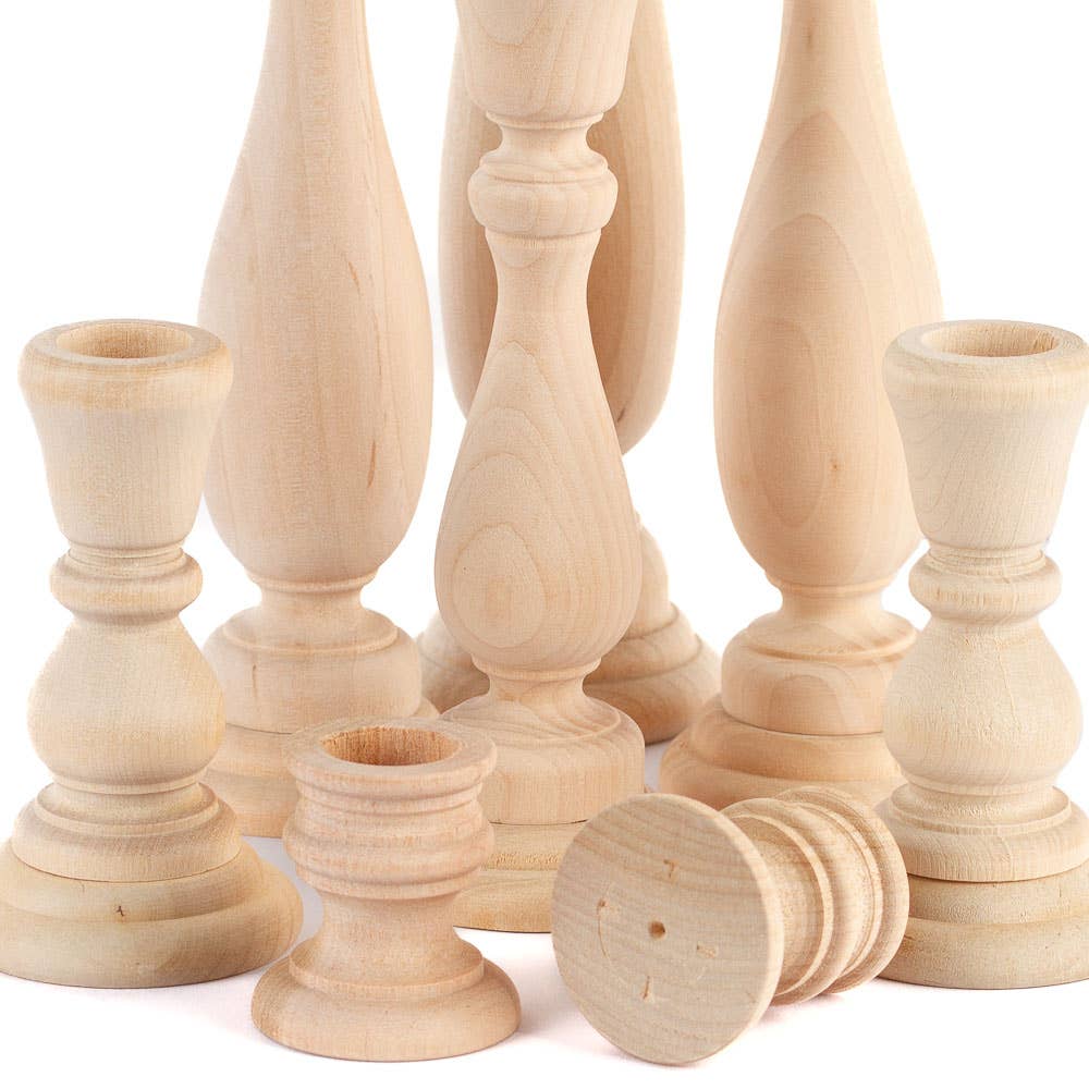 Unfinished Wood Taper Candle Holders - Select Size