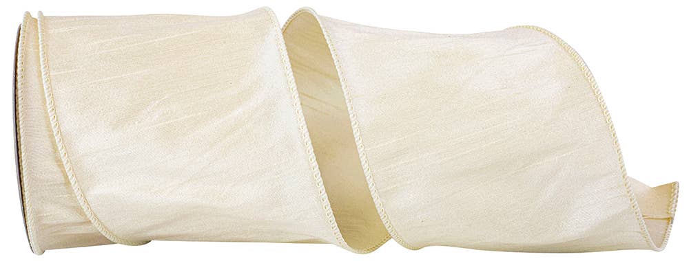Dupioni Supreme Wired Edge, Ivory, 4 In, 10 Yards
