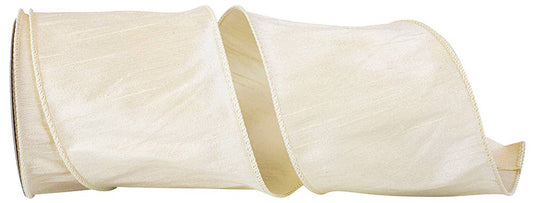 Dupioni Supreme Wired Edge, Ivory, 4 In, 10 Yards
