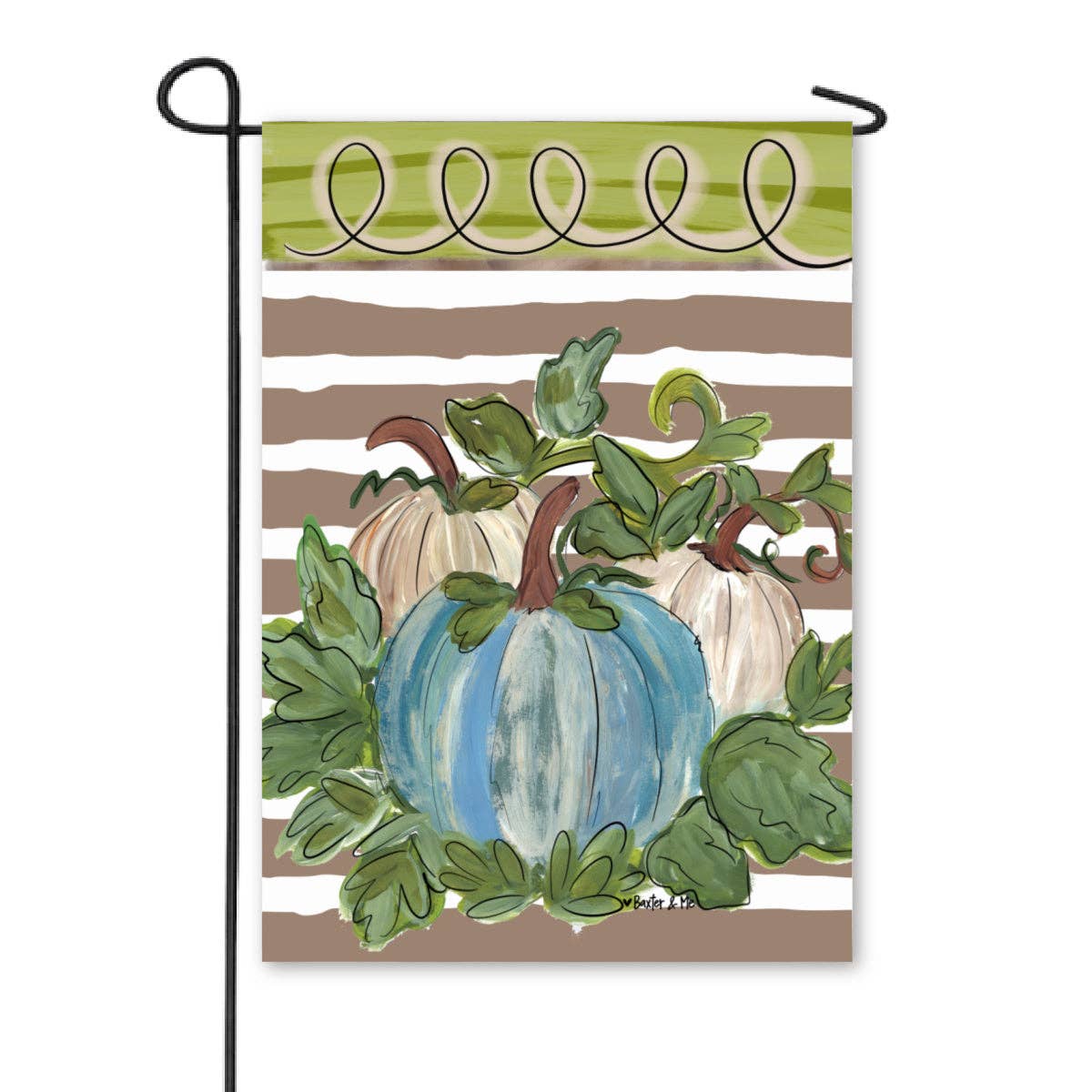 Striped Harvest Blue and White Garden Flag SALE‼️