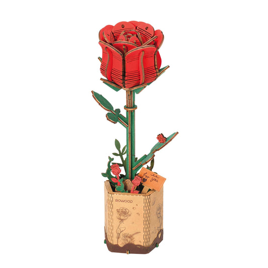 Red Rose 3D Wooden Flower Puzzle