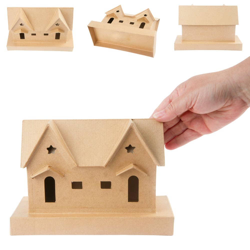 Premade Paper Mache House - 9" x 4" x 6"