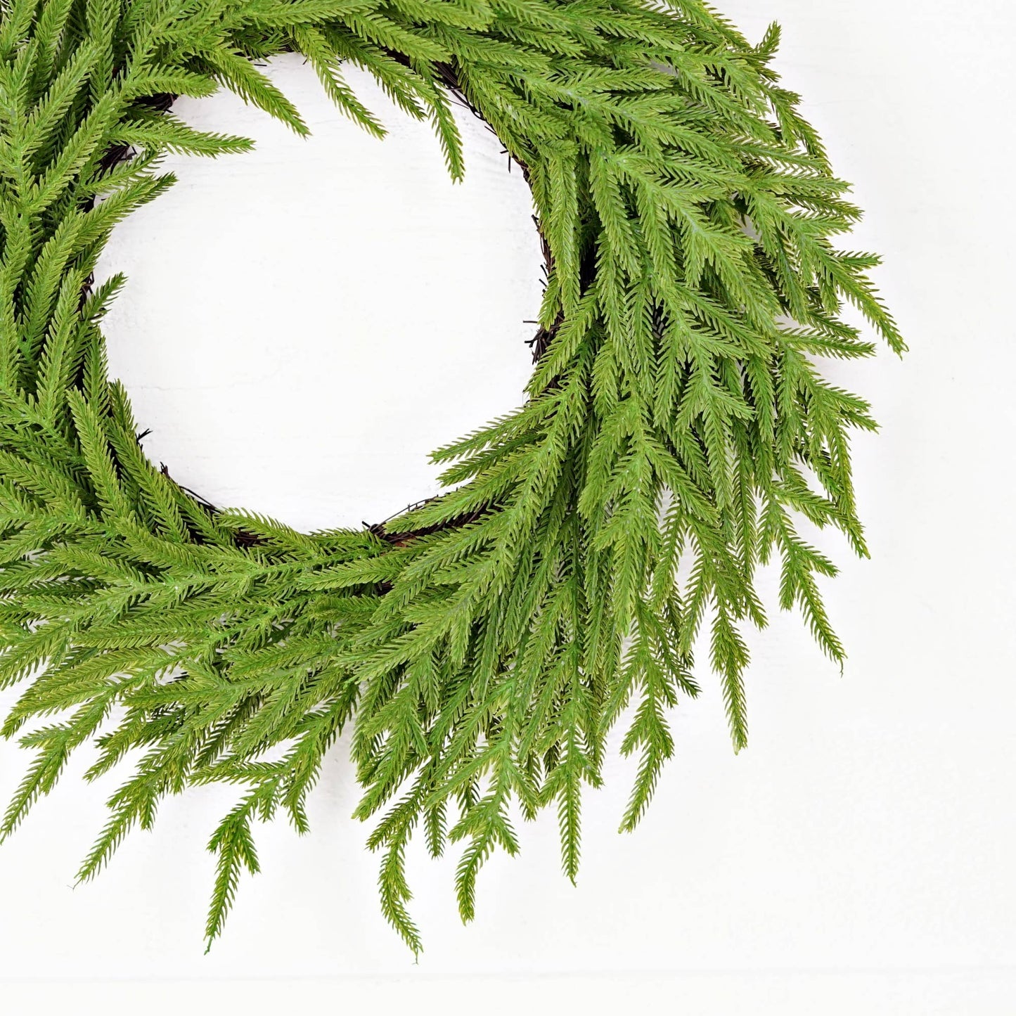 510700- 24in Twig Wreath-Soft Touch Evergreen Norfolk Pine-
