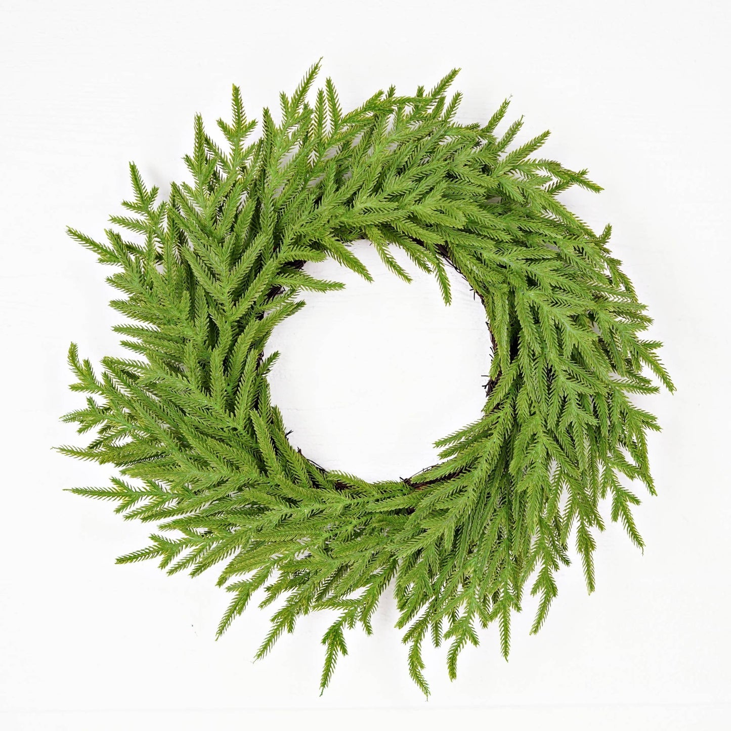 510700- 24in Twig Wreath-Soft Touch Evergreen Norfolk Pine-
