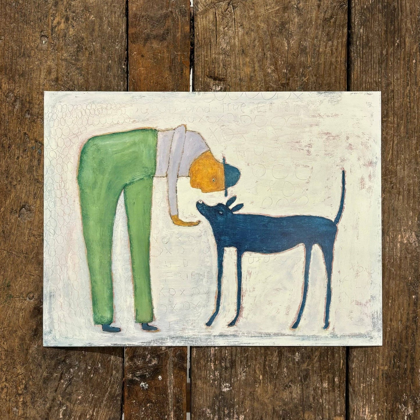 16"x12" Man With Dog Art Poster