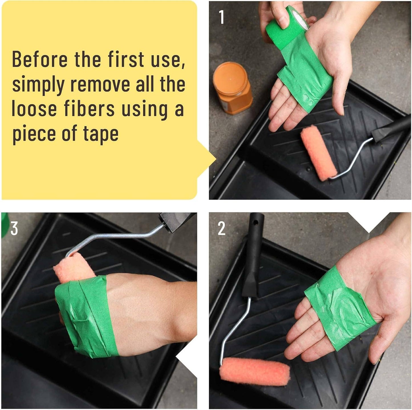 Bates- Paint Rollers, 4 inch Paint Roller with 10 Covers