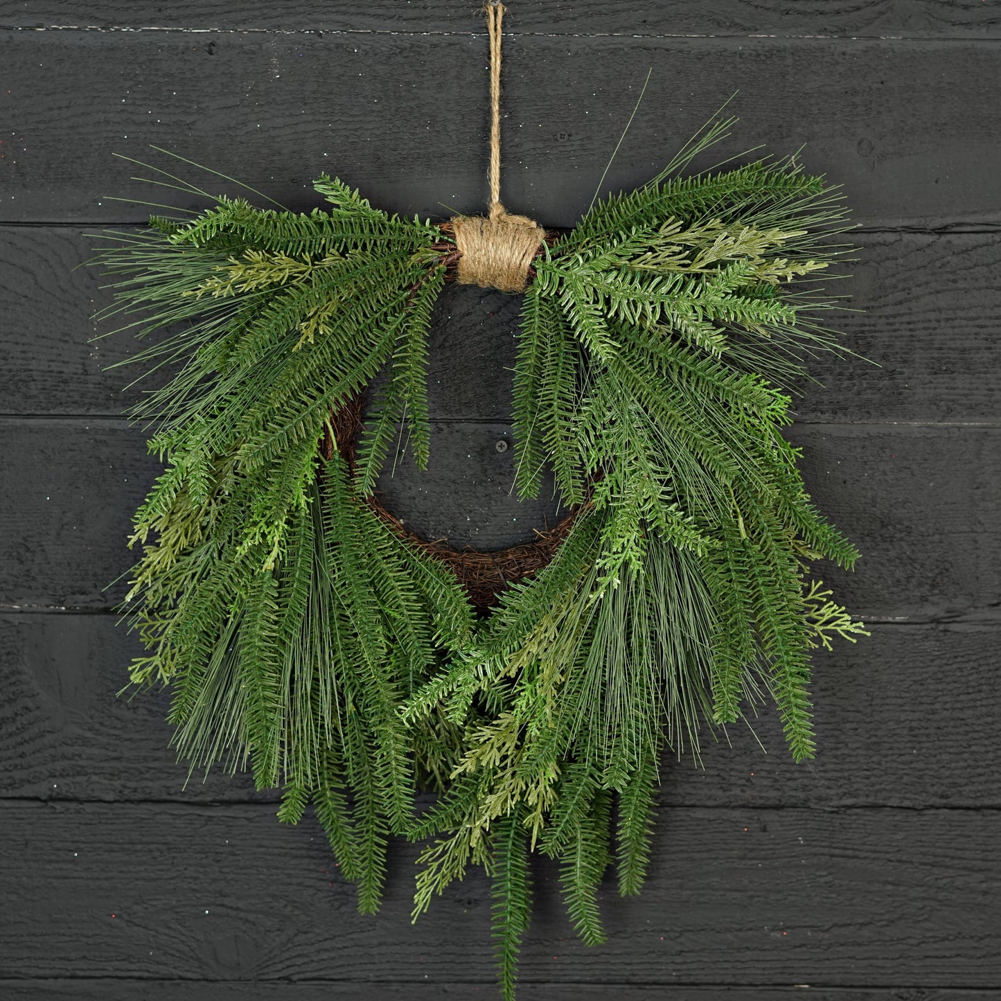 510752- 20inW Heart Twig Wreath-Rocky Mountain Mix Pines