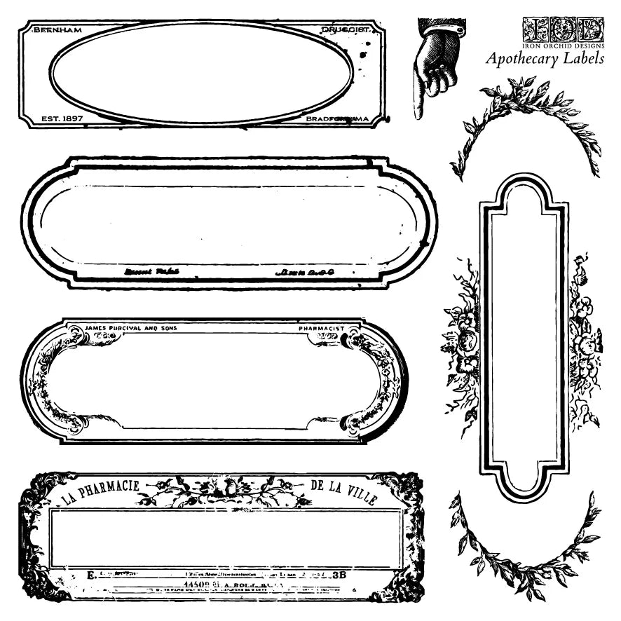 IOD Apothecary Labels 6x6 Stamp