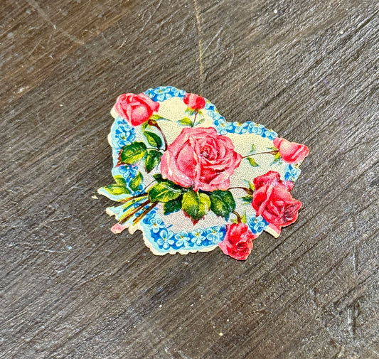 Vintage Pink Roses paper heart