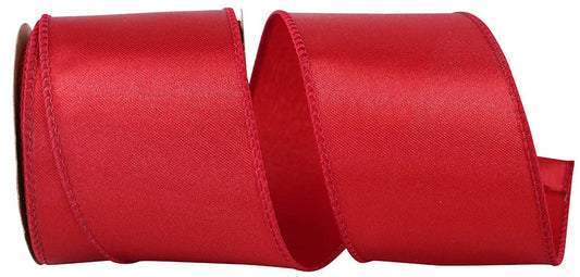 Satin Value Wired Edge, Scarlet, 2-1/2 In, 10 Yards