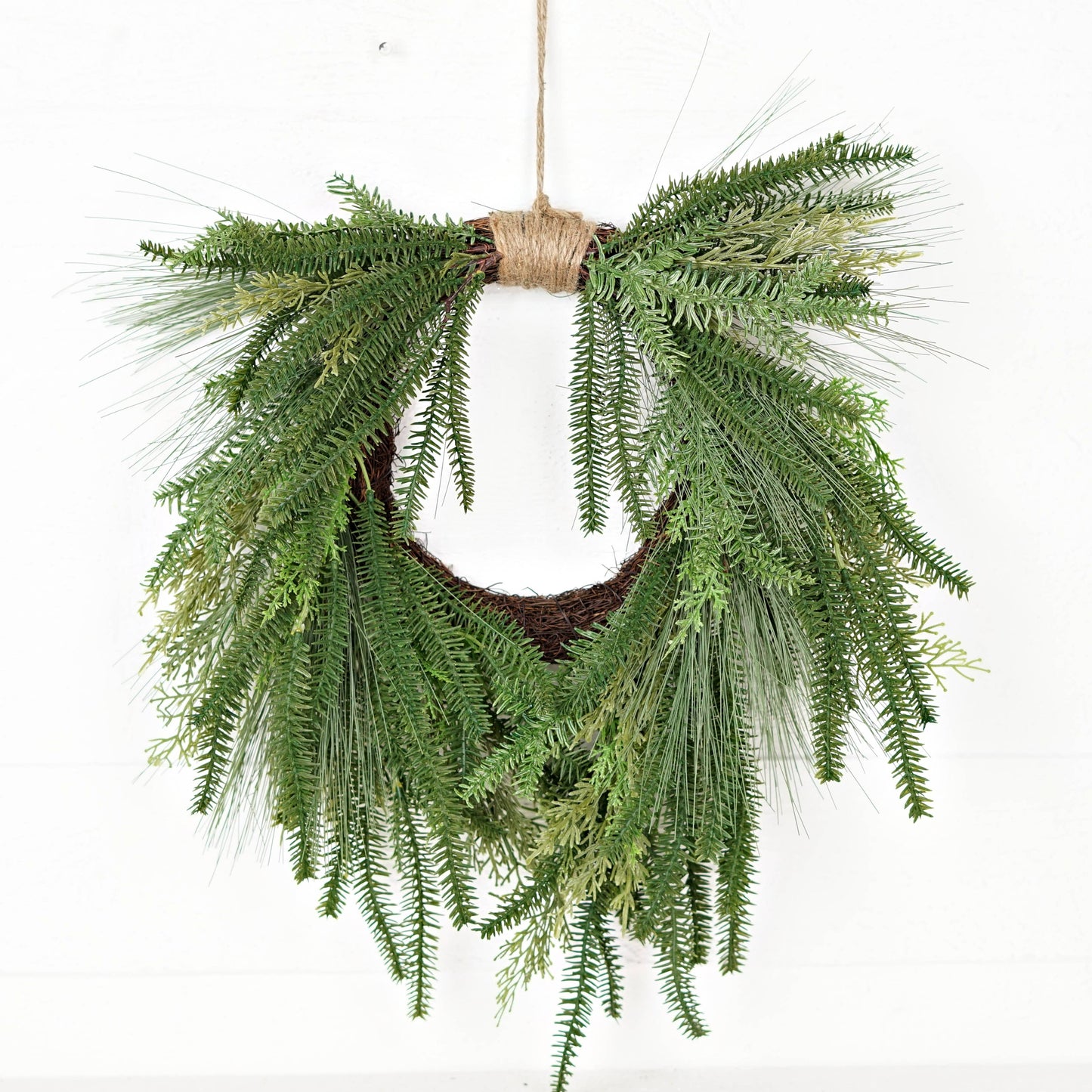 510752- 20inW Heart Twig Wreath-Rocky Mountain Mix Pines