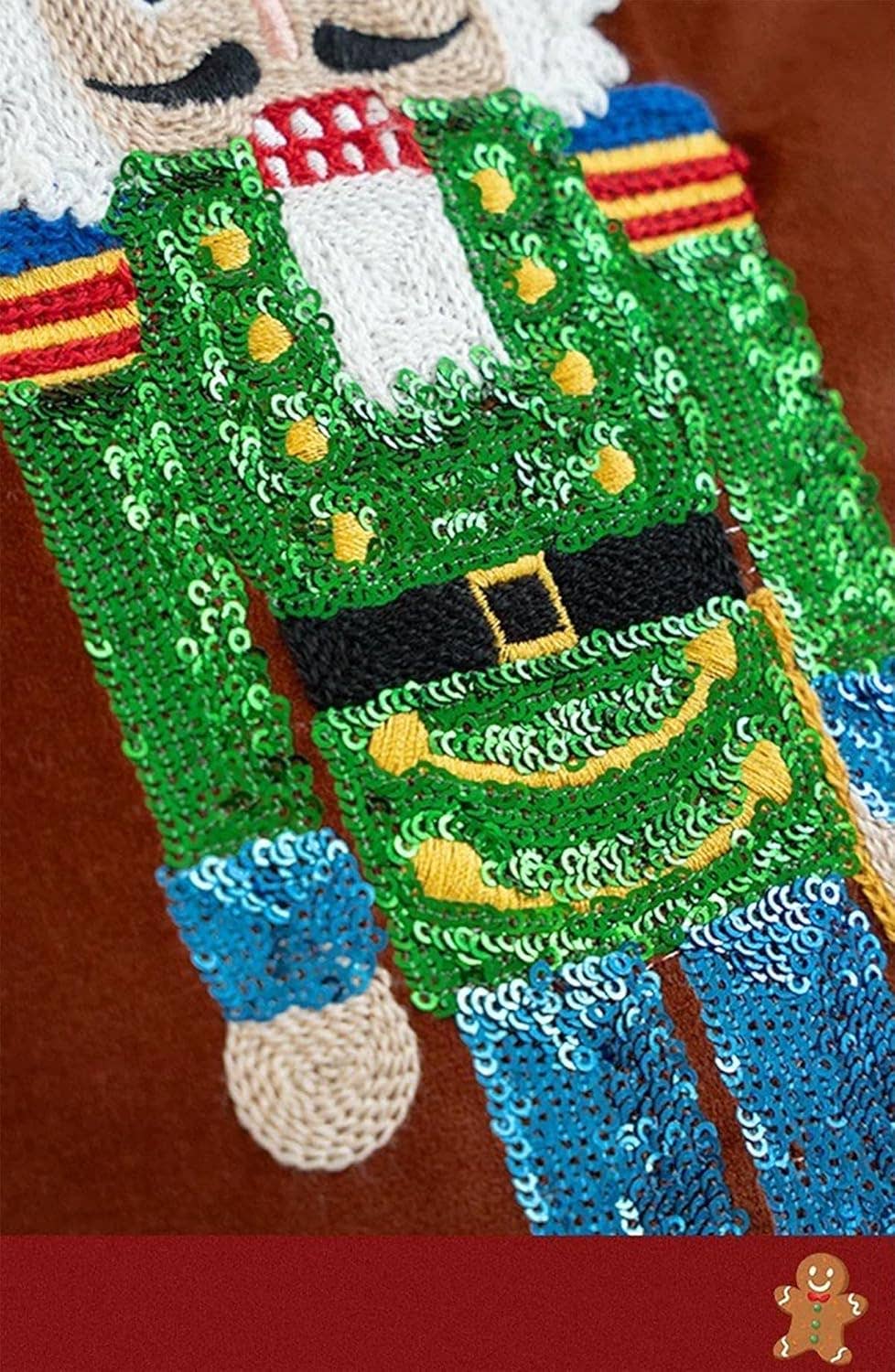 Embroidered  & Sequined Nutcracker Velvet 18" Throw Pillow