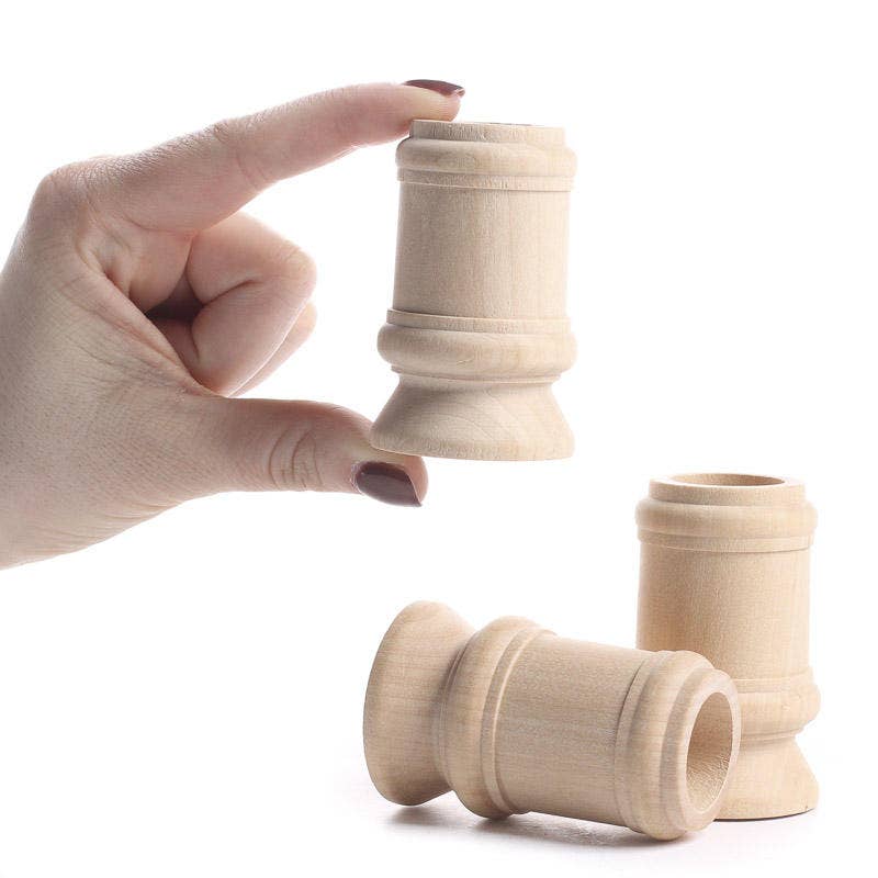 Unfinished Wood Taper Candle Holders - Select Size