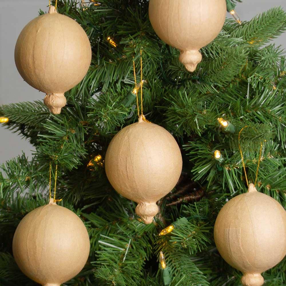 4"L x 3" Dia. Paper Mache Christmas Ornament