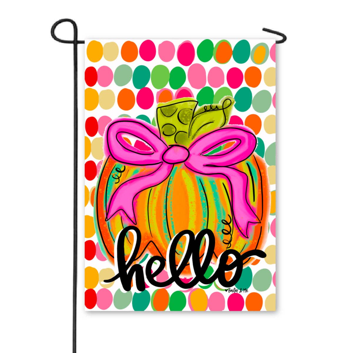 Happy Dot Pink Ribbon Pumpkin Garden Flag SALE‼️