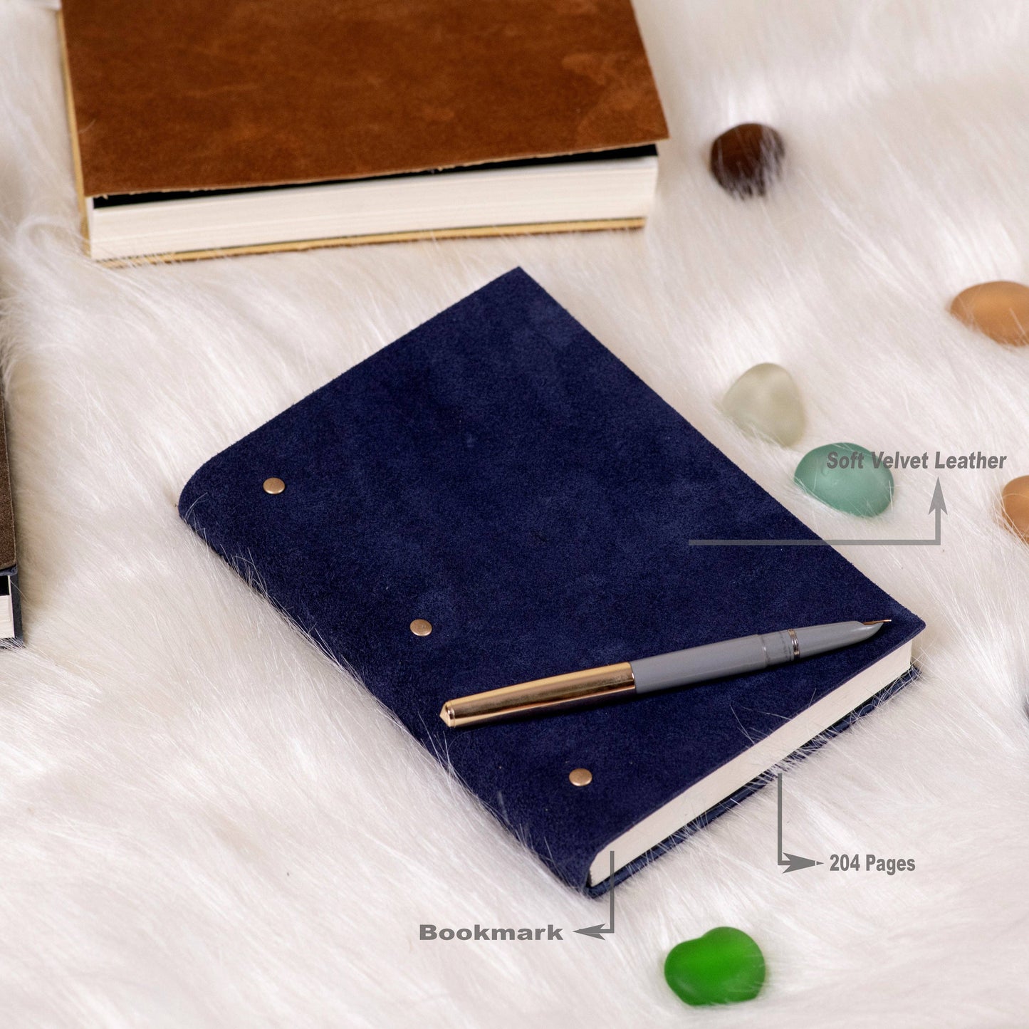 Blue Suede leather diary journal