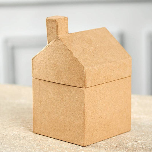 Paper Mache House Shaped Gift Box - 3-5/8" x 3-1/2" x 6-1/4"