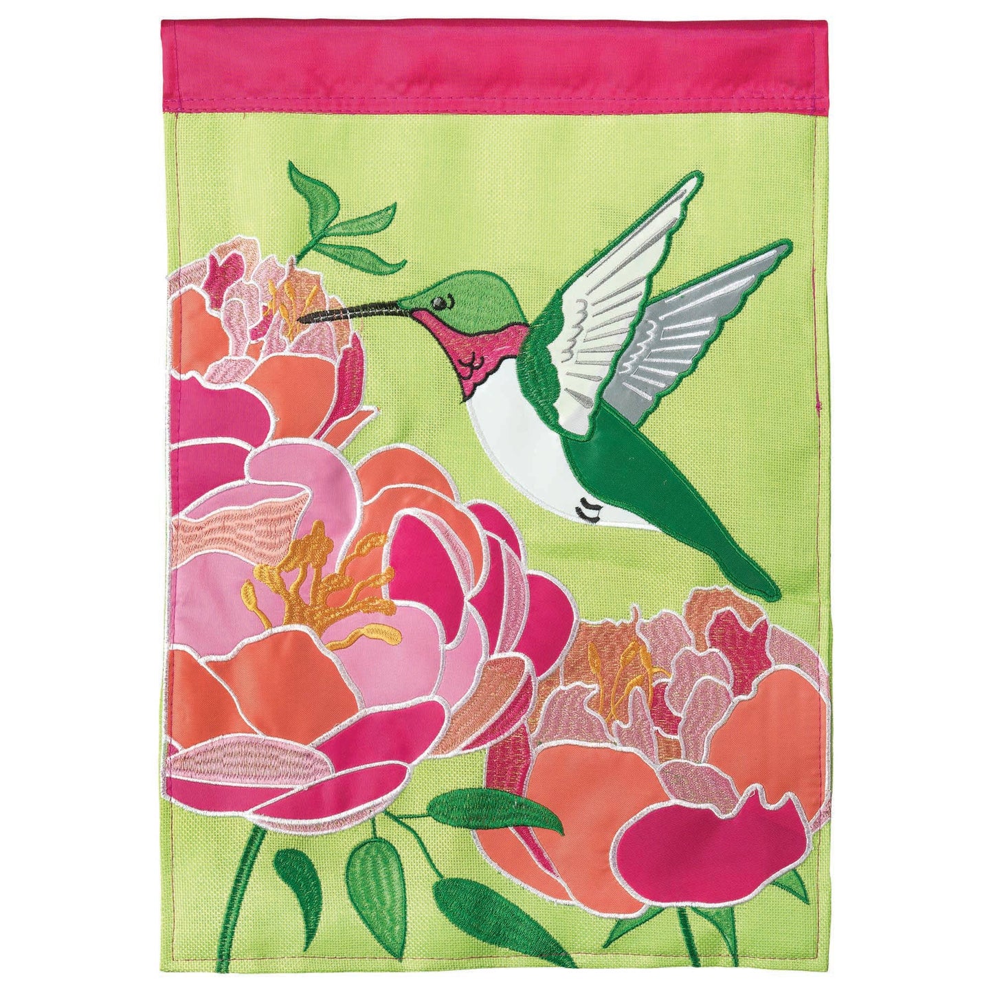 Flag Hummingbird Burlap 13x18