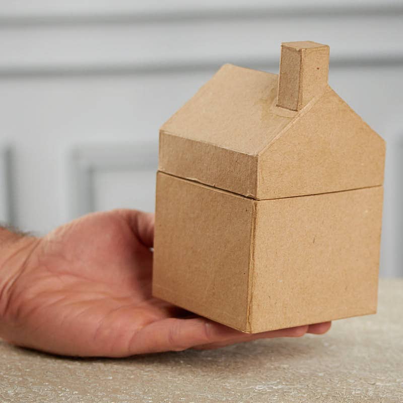 Paper Mache House Shaped Gift Box - 3-5/8" x 3-1/2" x 6-1/4"