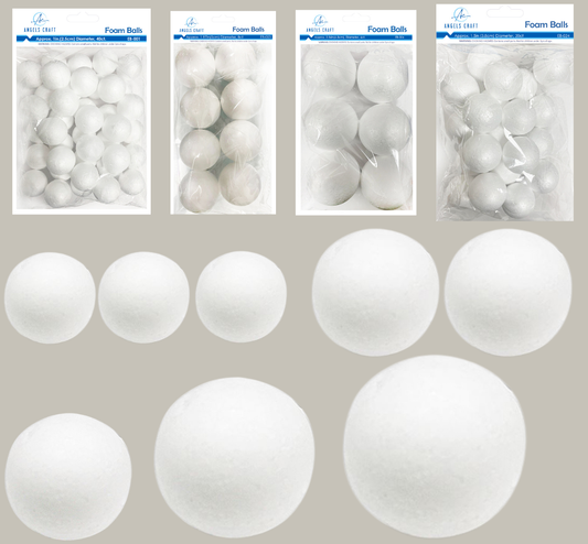 Foam Balls, Assorted Sizes 1"-7", white