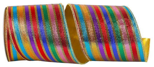 Metallic Jewel Stripe Shine Deluxe Wired Edge, 4 In