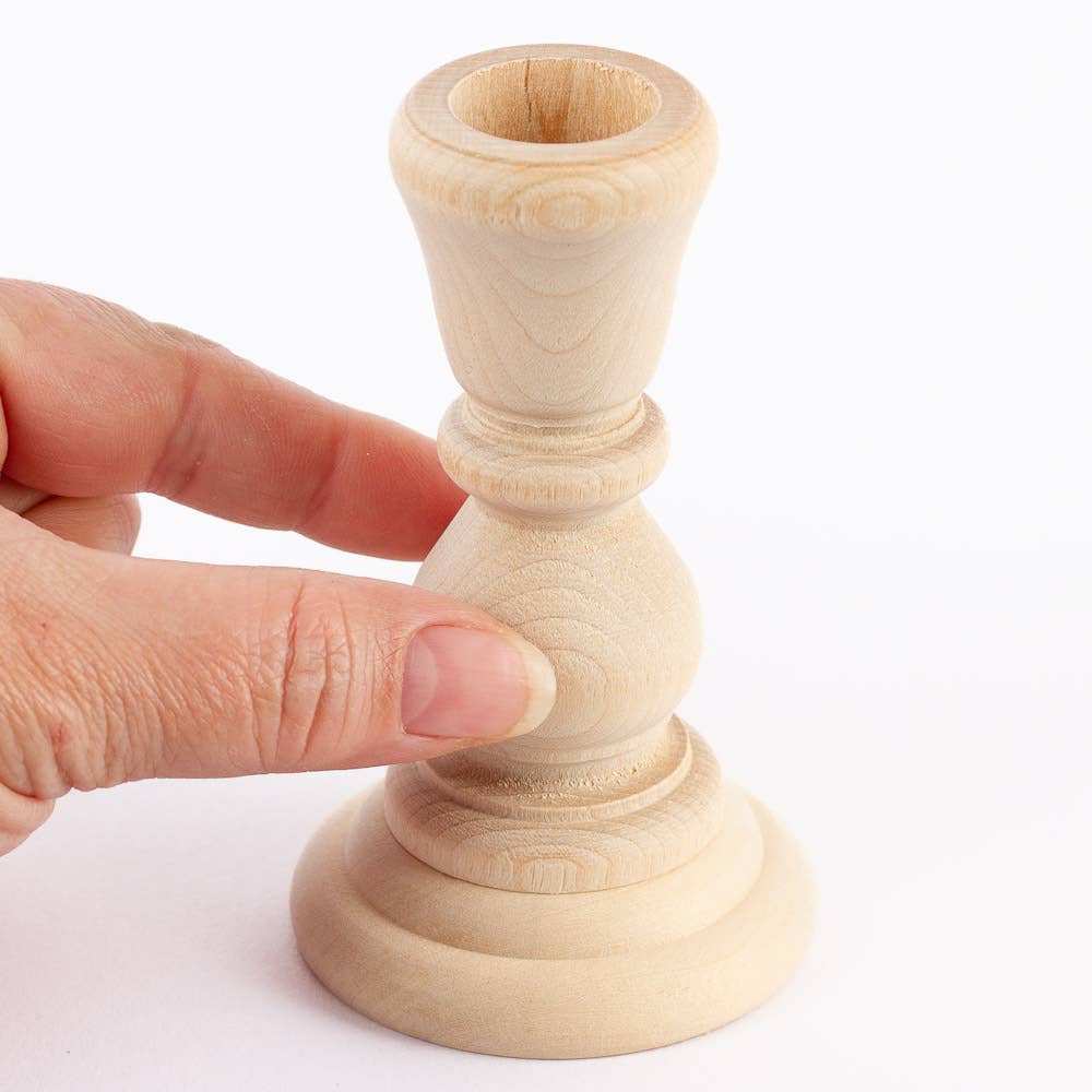 Unfinished Wood Taper Candle Holders - Select Size