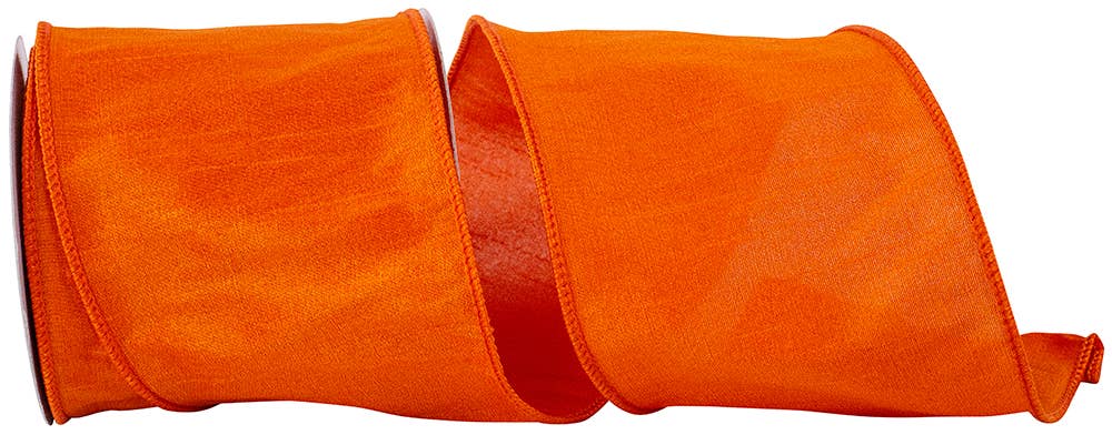 Dupioni Flame Wired Edge, Tangerine, 4 In, 10 Yards