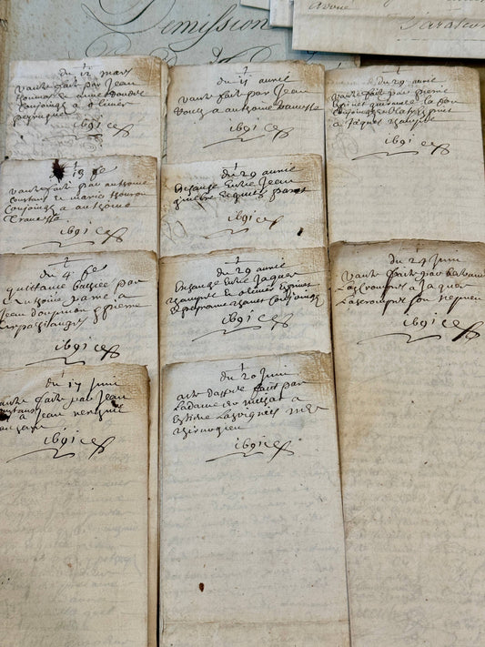 Antique 1691 French Documents - 333 Years Old