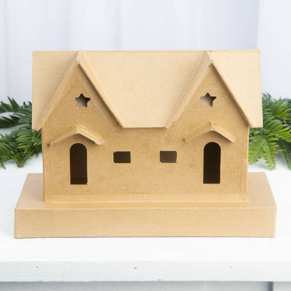 Premade Paper Mache House - 9" x 4" x 6"