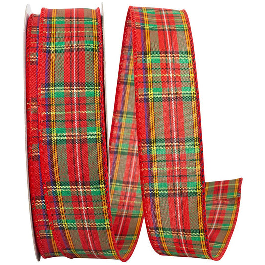 Plaid Classic Value Wired Edge, Red, 1-1/2 In, 10 Yards