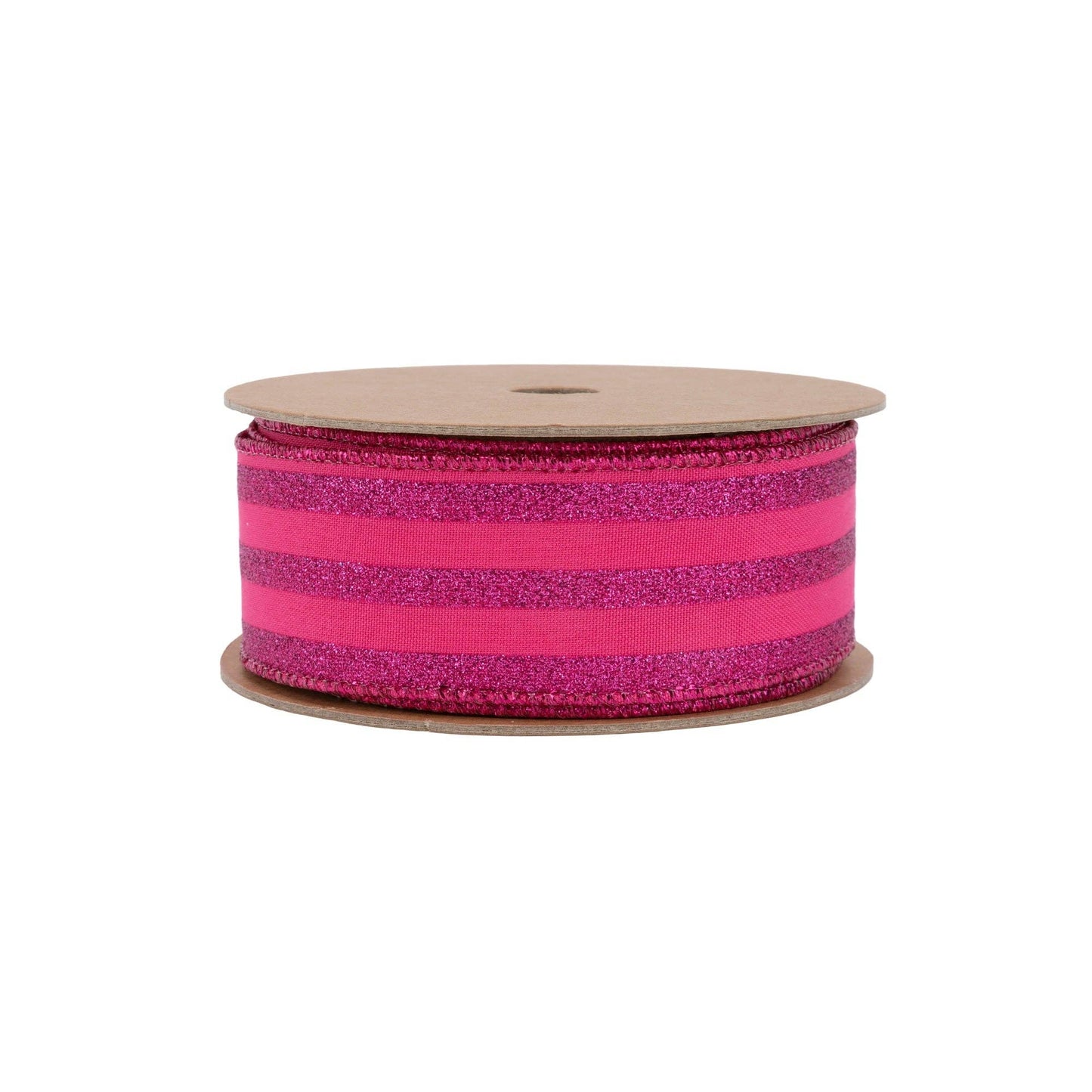 Wired Ribbon Hot Pink Glittered Pinstripes 10 Yard Roll