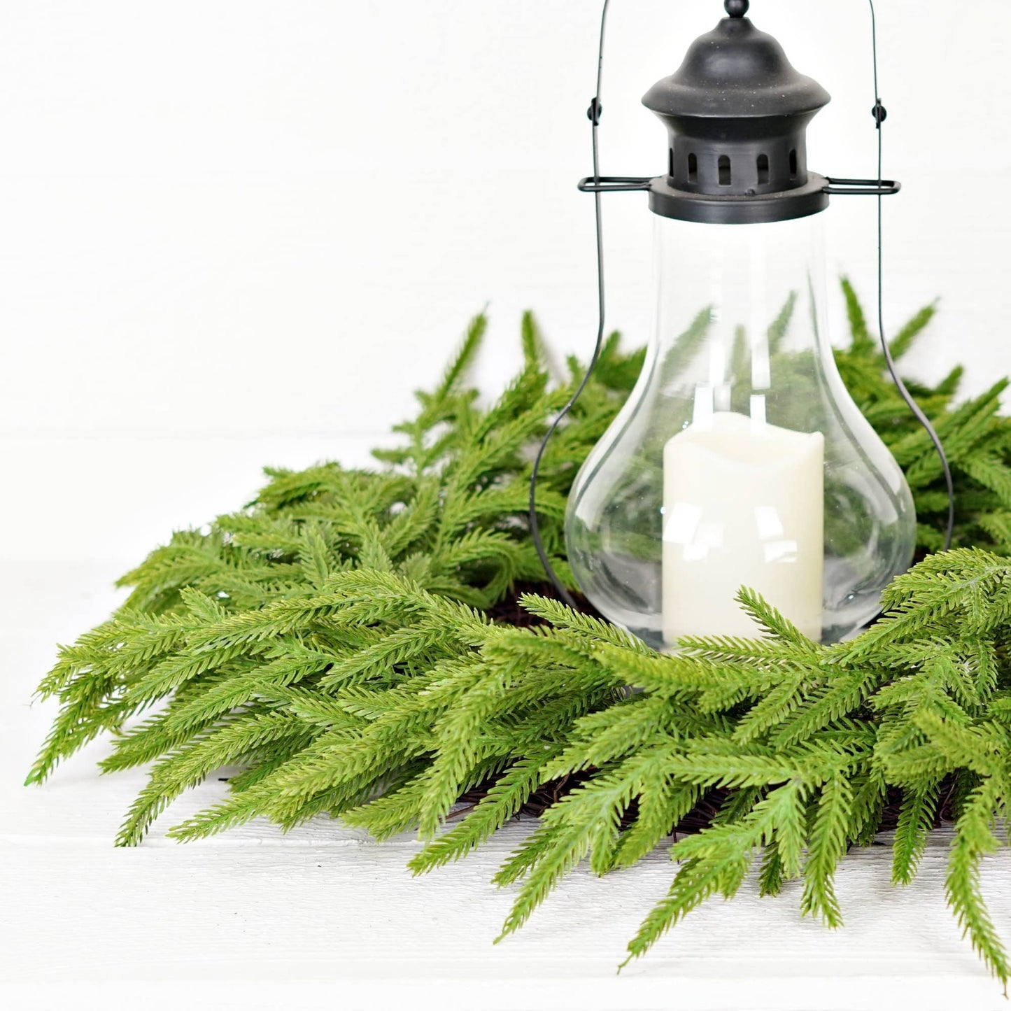 510700- 24in Twig Wreath-Soft Touch Evergreen Norfolk Pine-