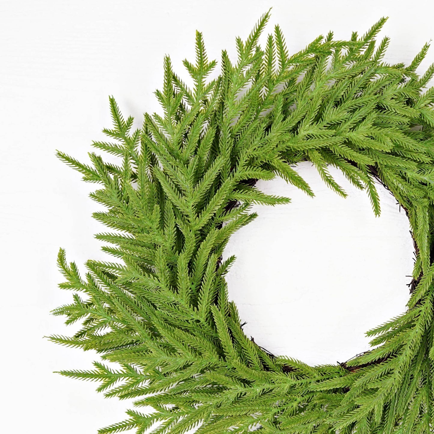 510700- 24in Twig Wreath-Soft Touch Evergreen Norfolk Pine-
