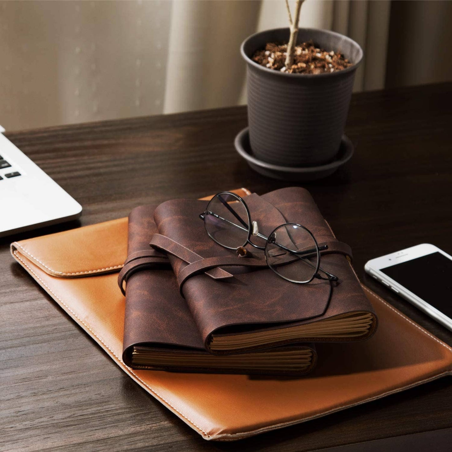 Brown Leather journal diary with ruled craft pages