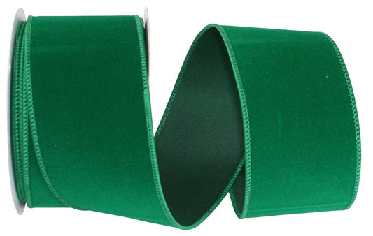 Velvet Color Wired Edge, Emerald, 2-1/2 In, 10 Yards