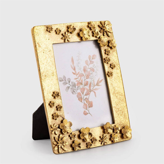 Gold Resin 3D Blossoms PhotoFrame, 4x6", Bubble bag