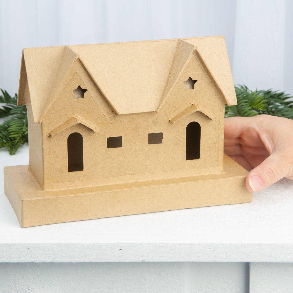 Premade Paper Mache House - 9" x 4" x 6"
