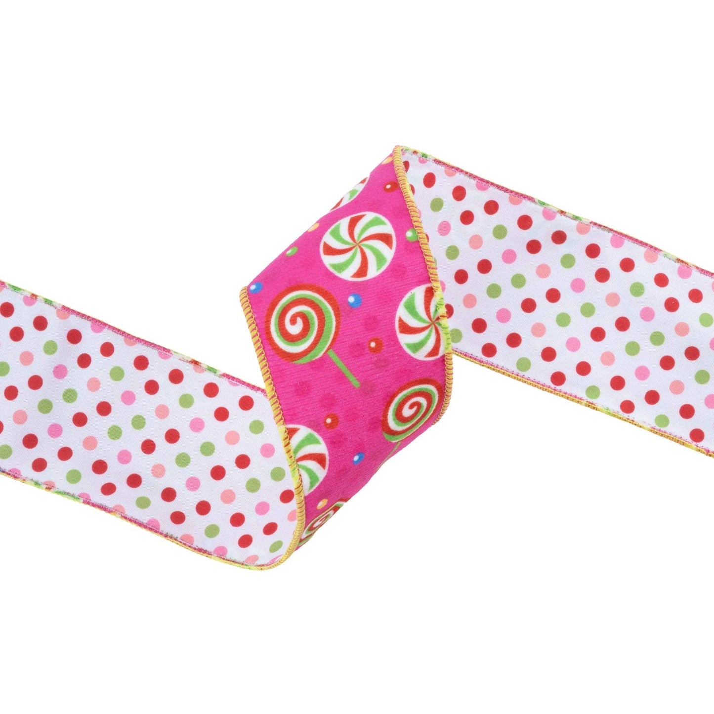 Reversible Velvet Ribbon Pink Candies Polka Dot 10yd