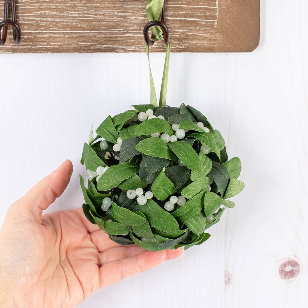 Hanging Artificial Mistletoe Kissing Ball Ornament