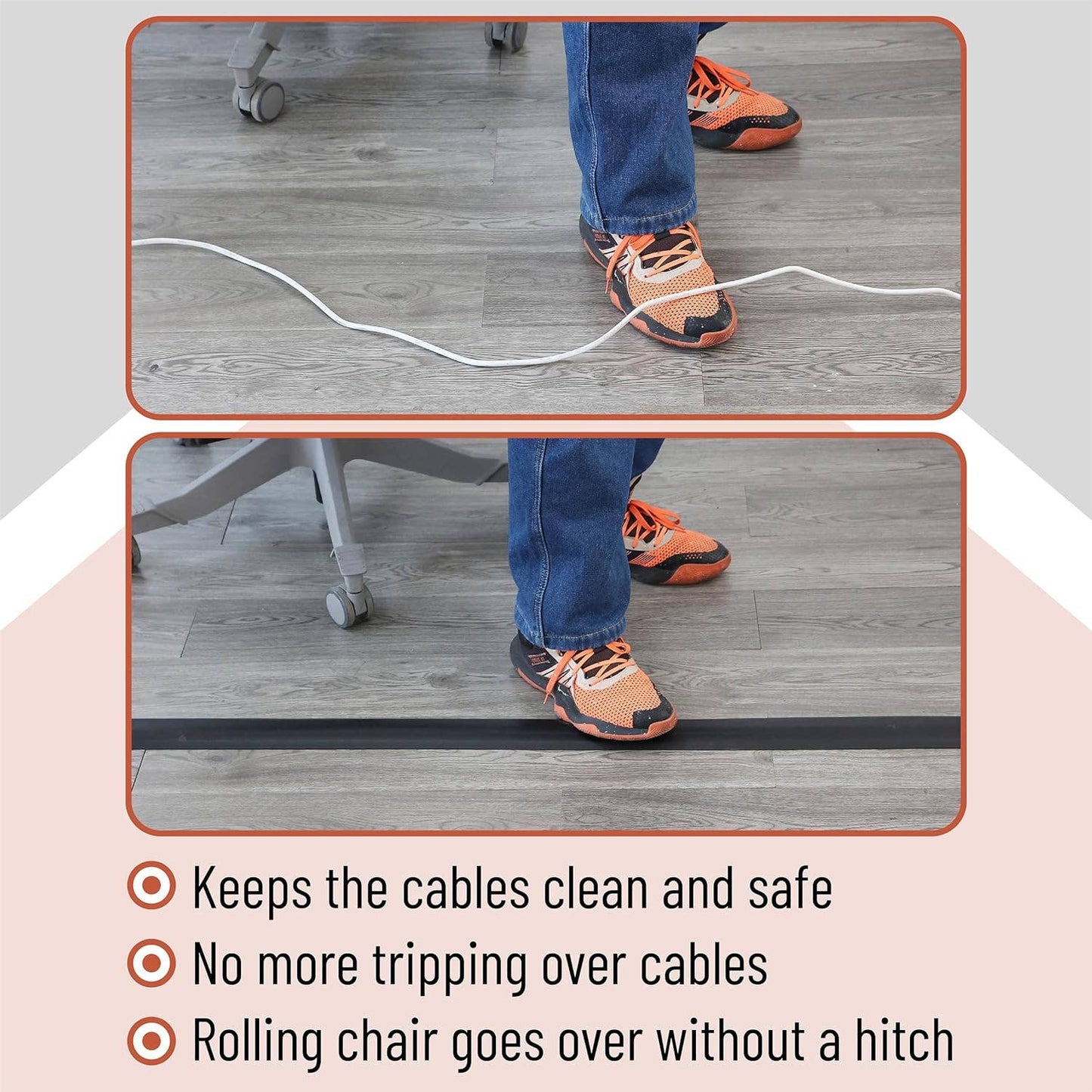 Bates- Floor Cord Cover, 6ft Cable Cover, Brown